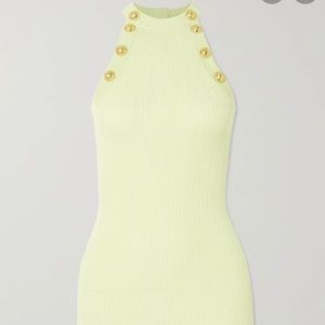 Balmain yellow ribbed mini dress